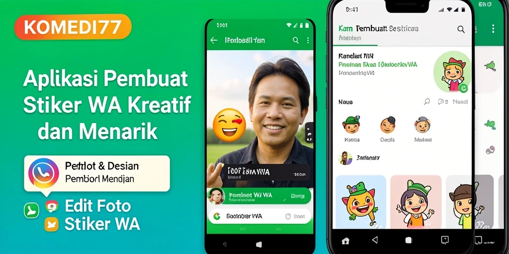 Antarmuka intuitif KOMEDI77 untuk membuat stiker WA yang menarik.