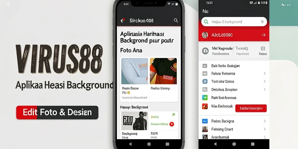 Screenshot aplikasi VIRUS88 menampilkan antarmuka penghapusan latar belakang yang intuitif.